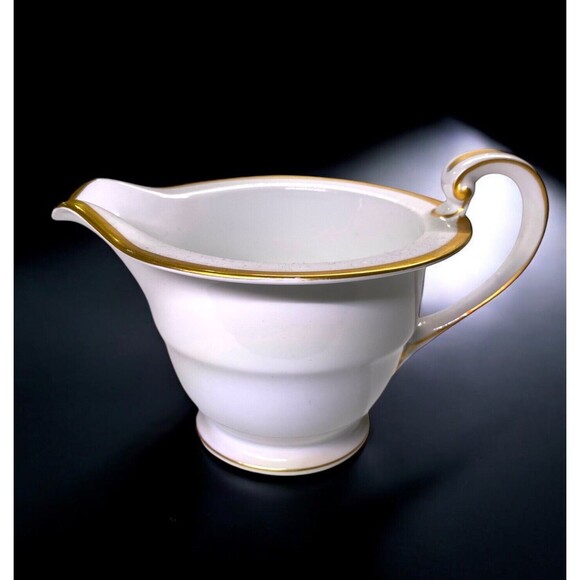 Noritake Patricia Small Creamer Pitcher 4982 White w/Gold Trim - Picture 1 of 9